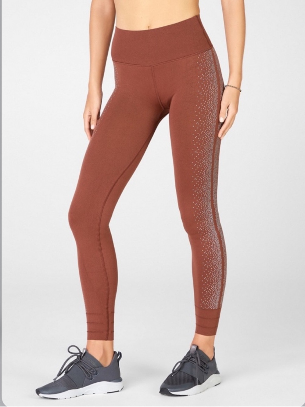 Fabletics SculptKnit High Rise Leggings XS Brown Reflective Dot NWT
